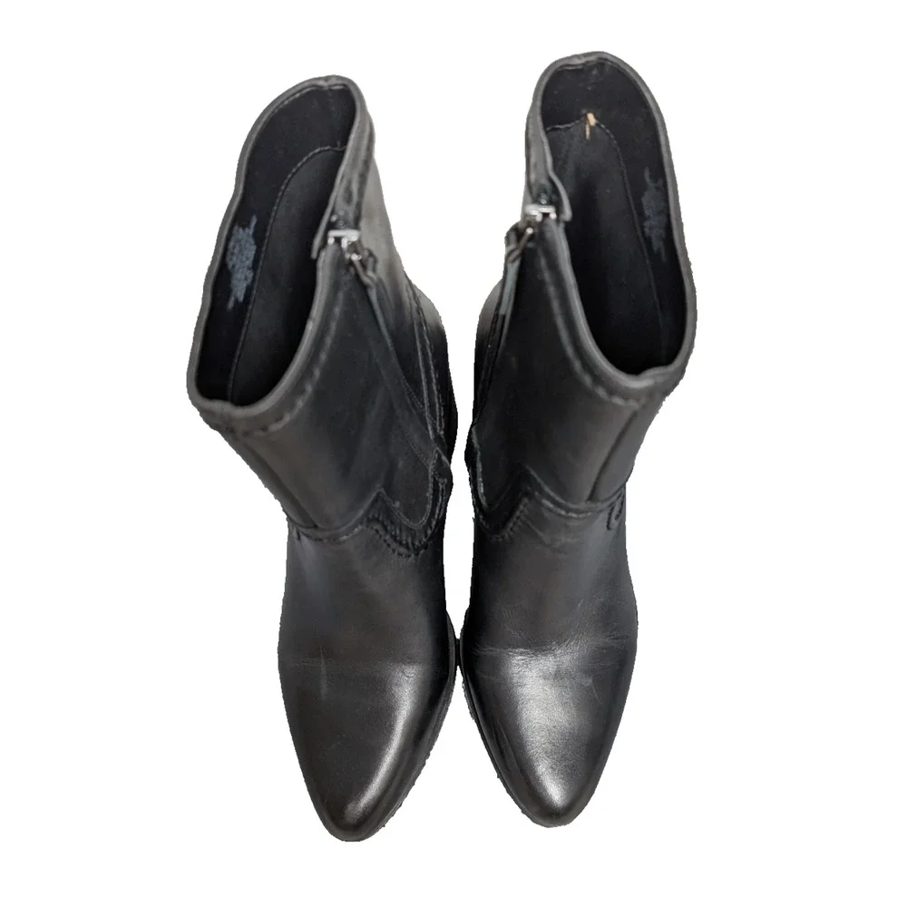 Vince Camuto Leather Bootie Heels Womens 7.5 Capsule Wardrobe Black VC Pailey